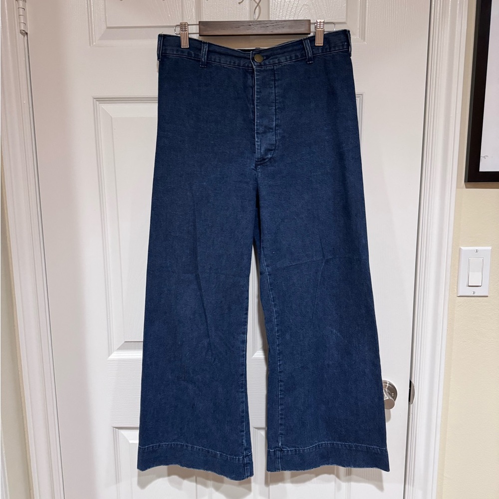THE GREAT. Women's Dark Indigo Wide Leg Jeans